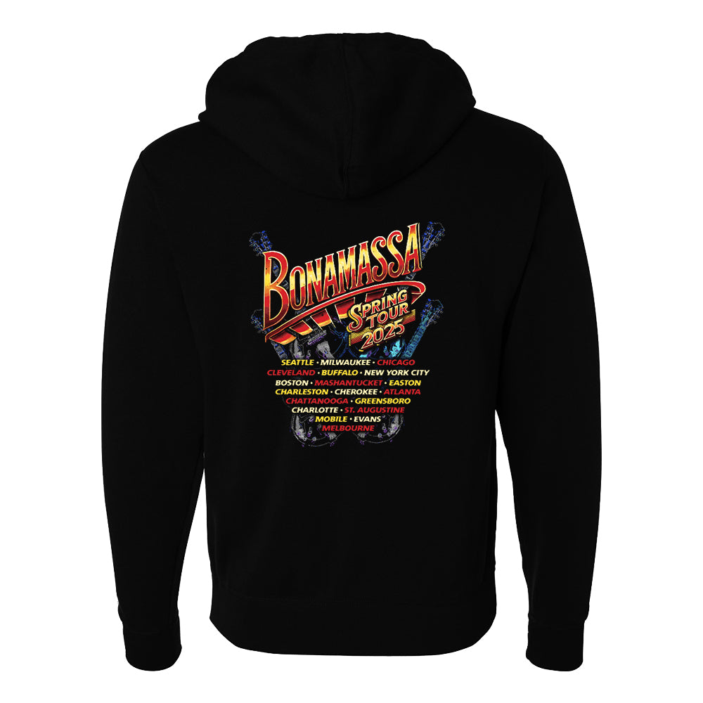 Joe Bonamassa 2025 U.S. Spring Tour hoodie svart unisex