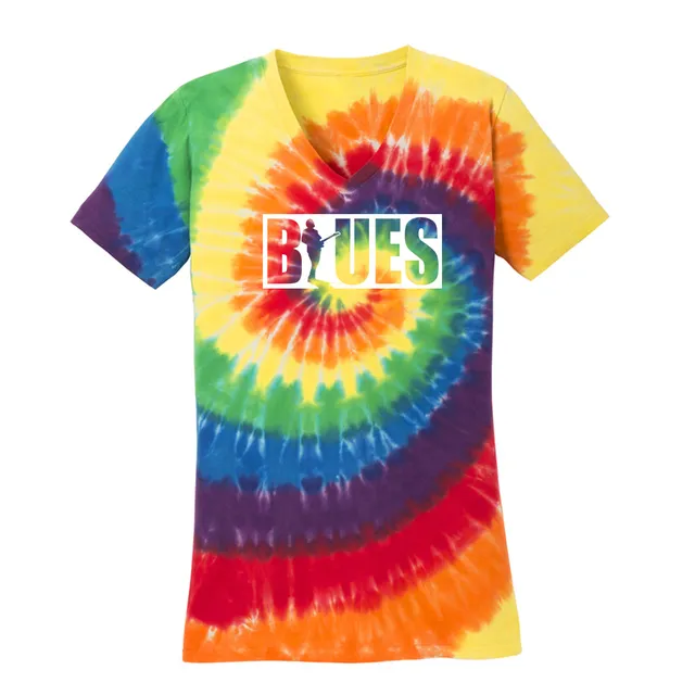 Joe Bonamassa Blues Block Tie Dye V-Neck t-skjorte dame Rainbow