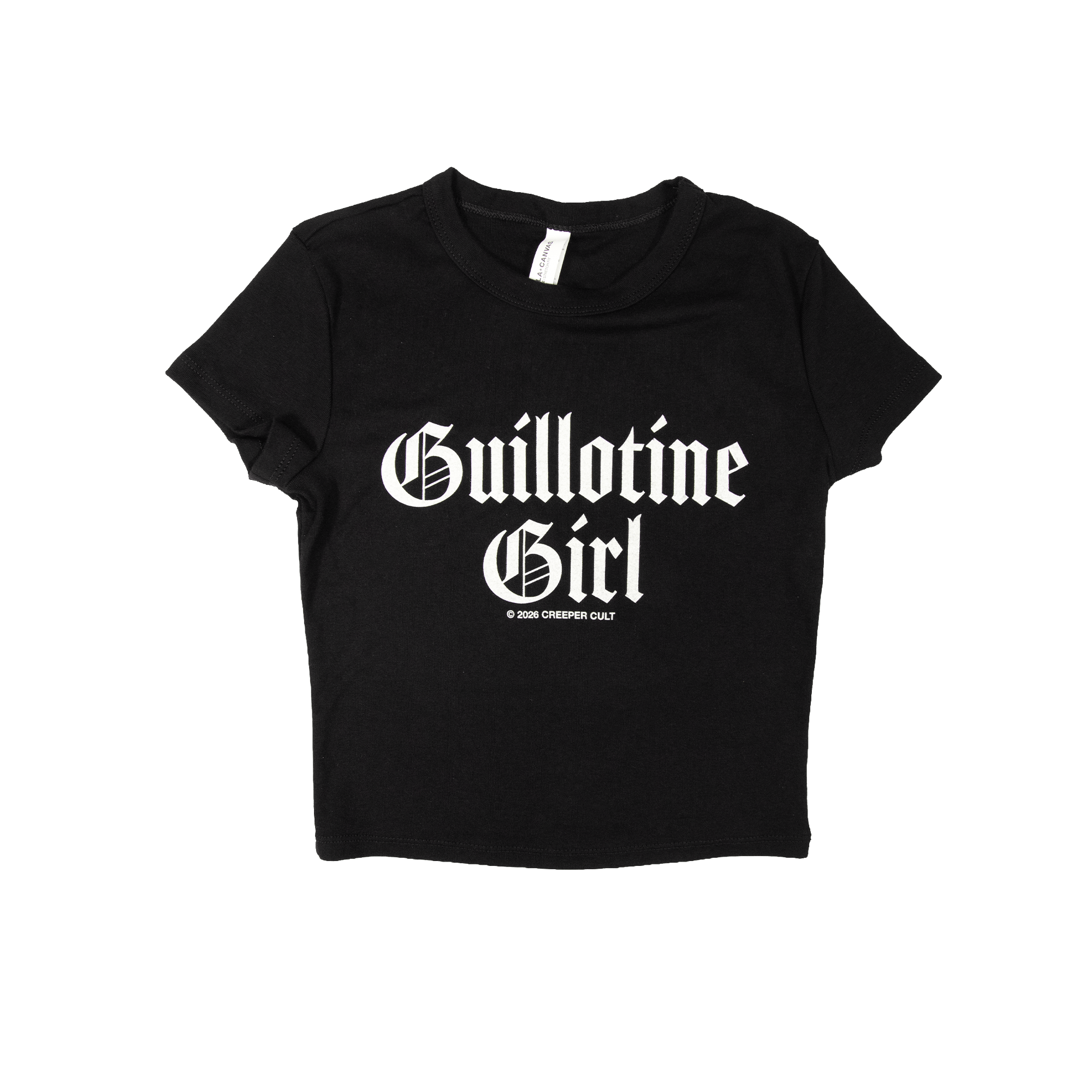 Creeper Guillotine Girl baby tee svart bomull
