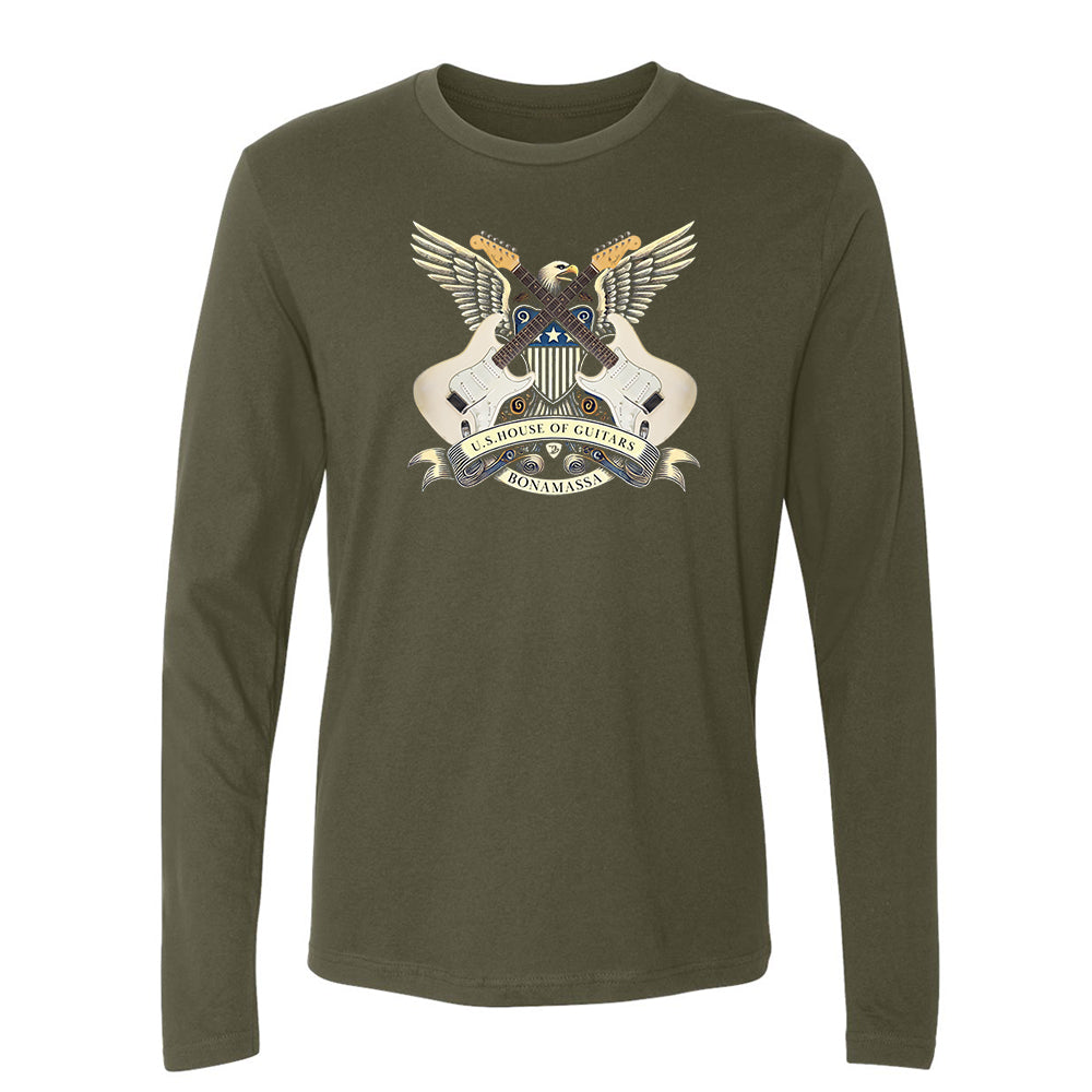 Joe Bonamassa House of Guitars Seal Long Sleeve t-skjorte svart bomull