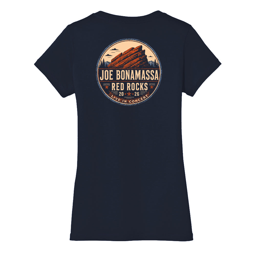 Joe Bonamassa 2026 Red Rocks V-neck t-skjorte dame navy