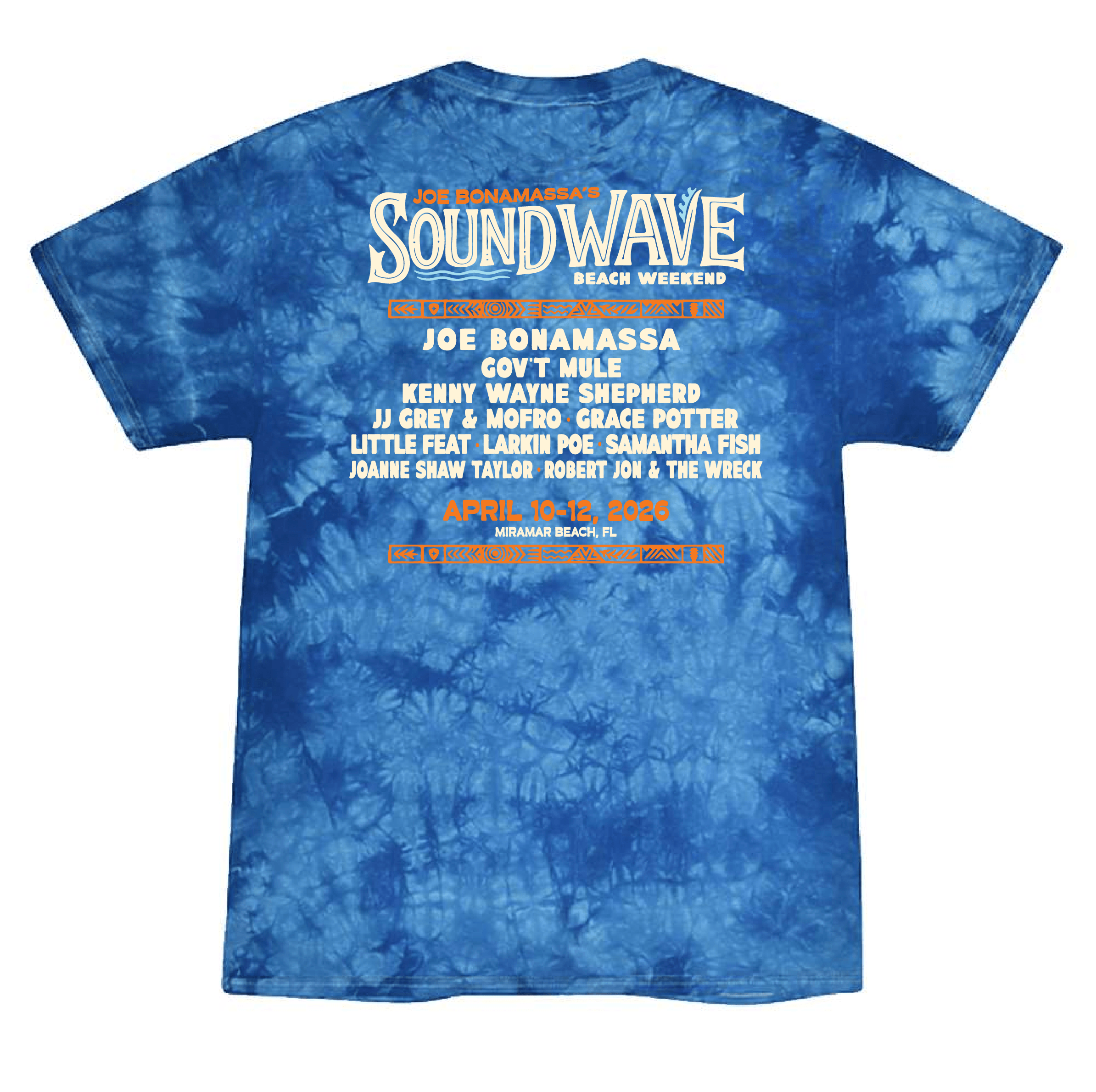 Joe Bonamassa Sound Wave 2026 tie-dye t-skjorte bomull