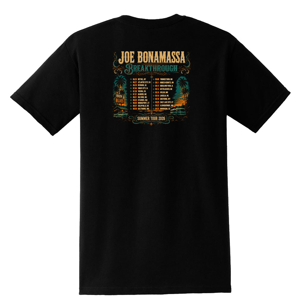Joe Bonamassa 2026 Summer Tour t-skjorte med brystlomme