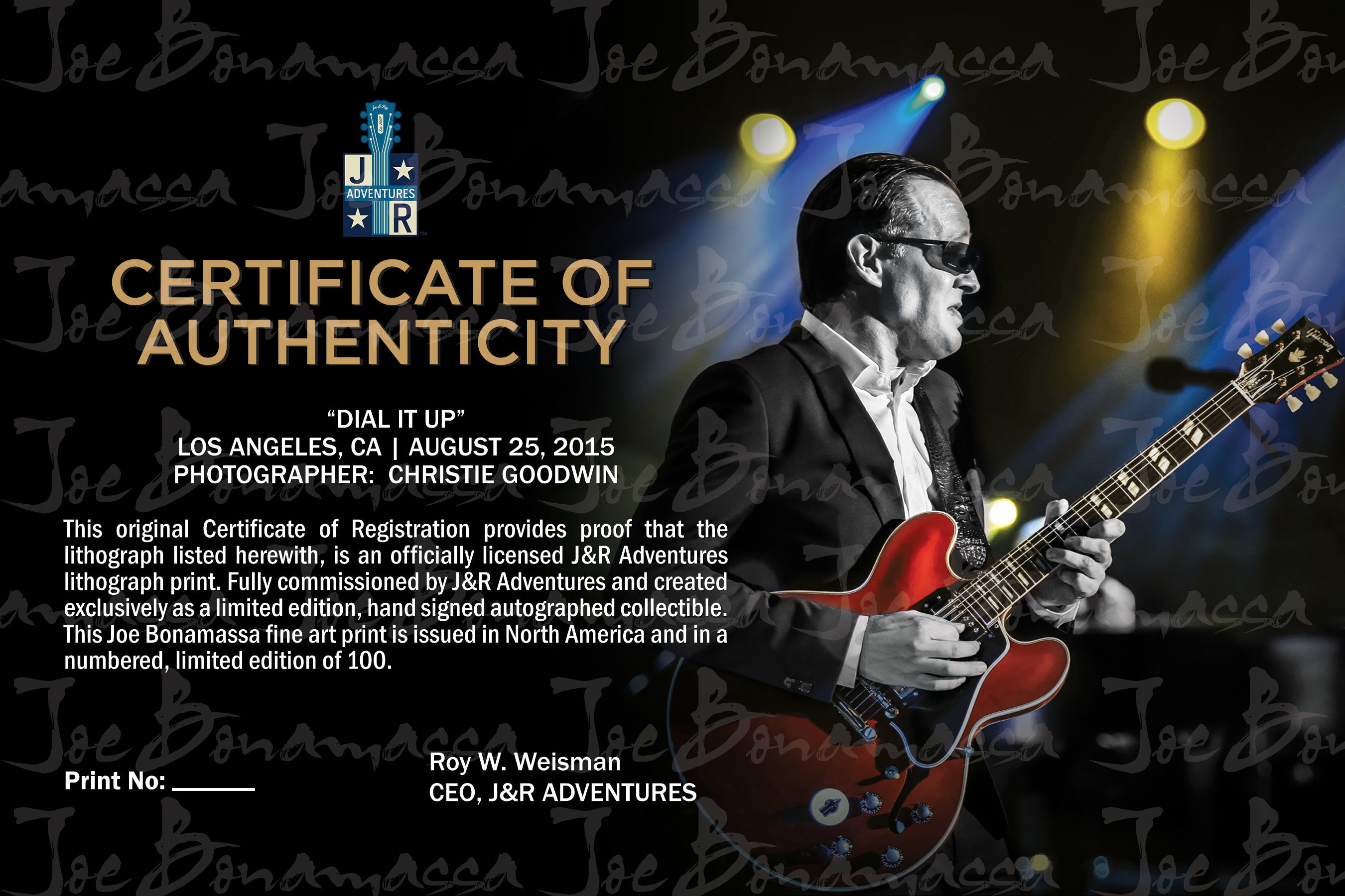 Joe Bonamassa #28 Dial It Up litografi innrammet signert