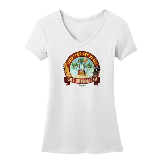 Joe Bonamassa Livin for the Blues V-neck t-skjorte dame svart