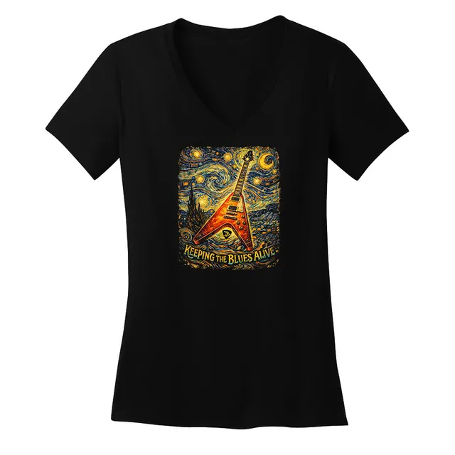 Joe Bonamassa Keeping the Blues Alive Starry Night V-Neck T-skjorte dame