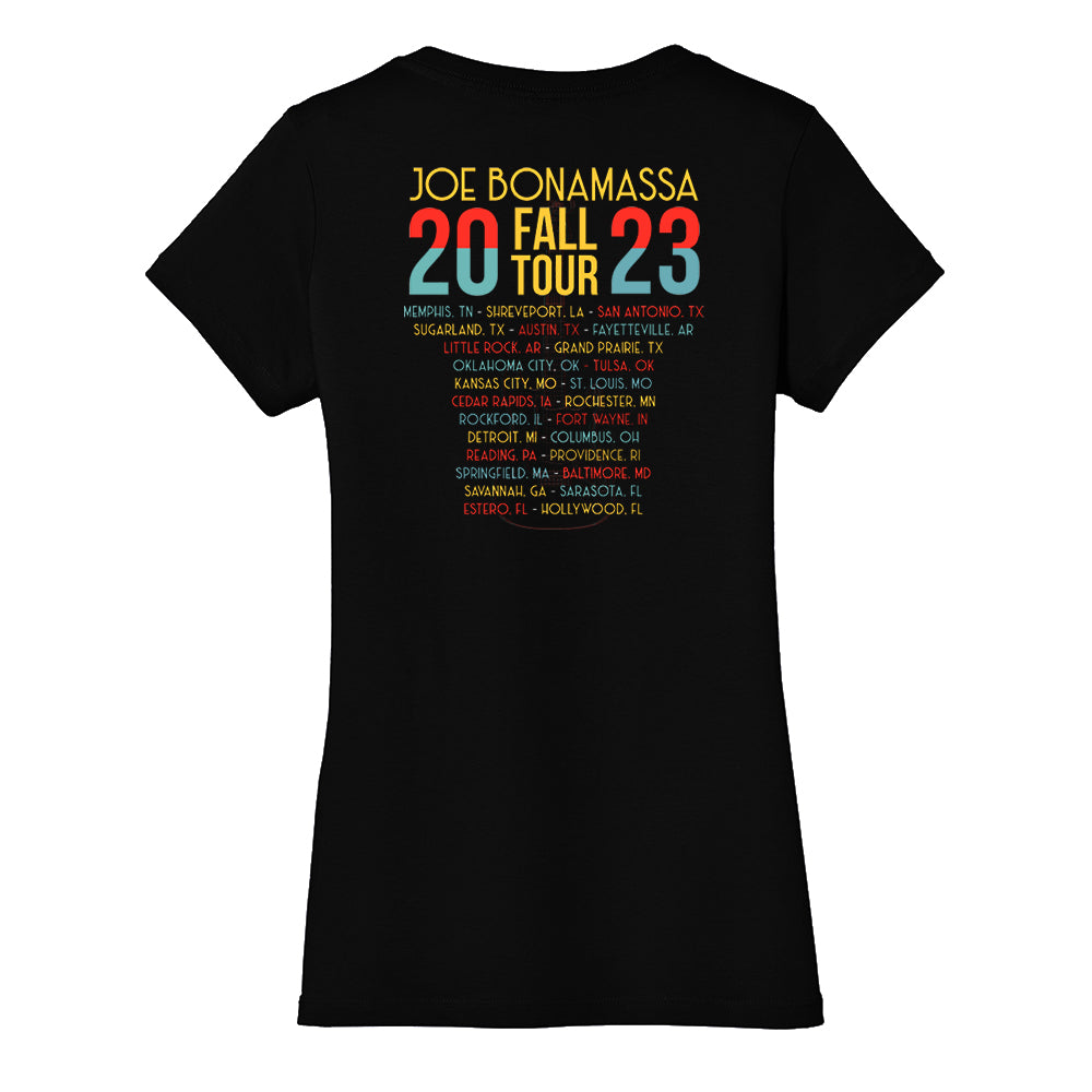 Joe Bonamassa U.S. Fall Tour 2023 v-hals t-skjorte dame bomull