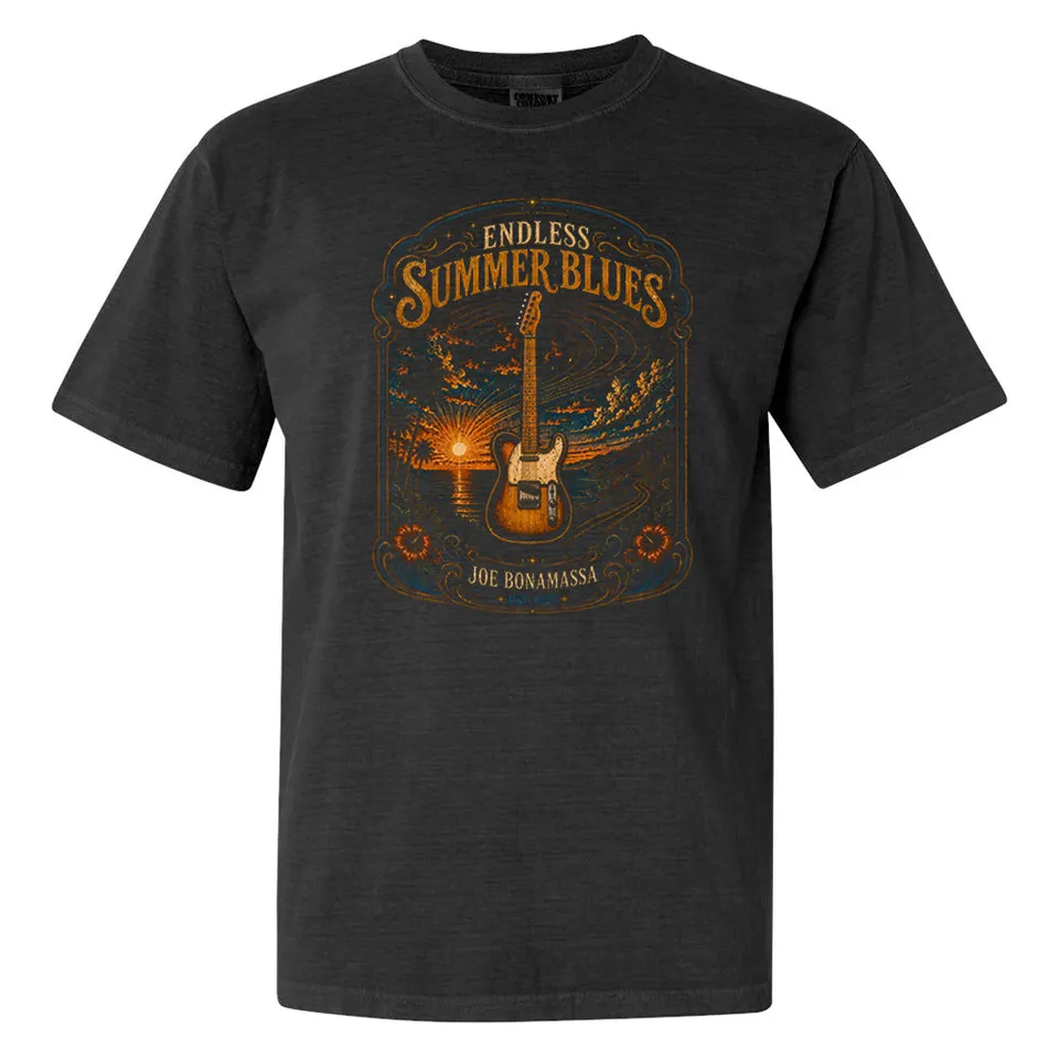 Joe Bonamassa Endless Summer Blues Comfort Colors T-skjorte svart tung bomull