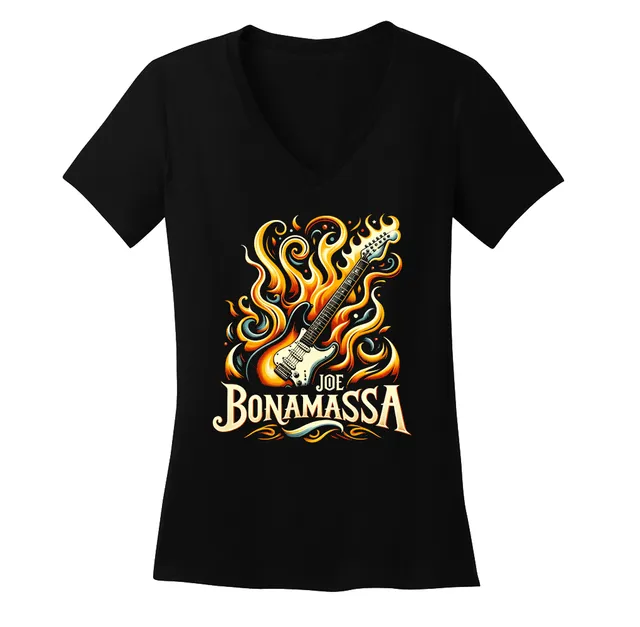Joe Bonamassa Forged in Blues V-hals T-skjorte dame svart bomull