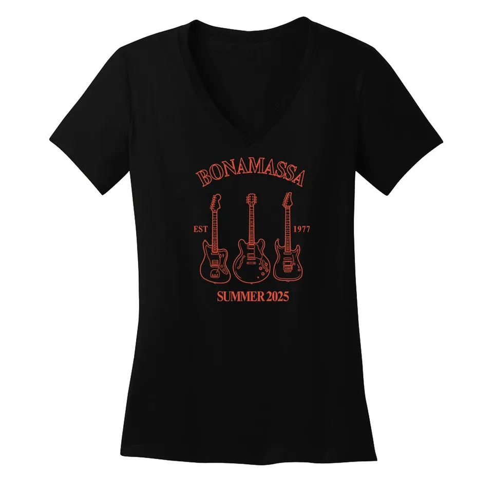 Joe Bonamassa Summer 2025 T-skjorte V-hals dame bomull