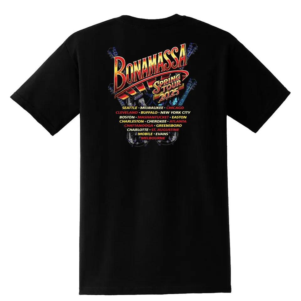 Joe Bonamassa U.S. Spring Tour 2025 Pocket t-skjorte unisex bomull
