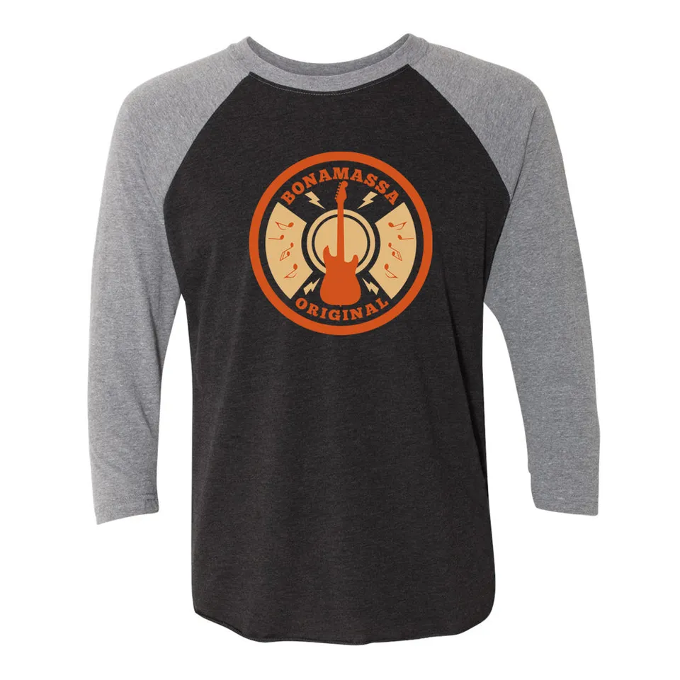 Joe Bonamassa Original 3/4-ermet t-skjorte heather grey/black tri-blend