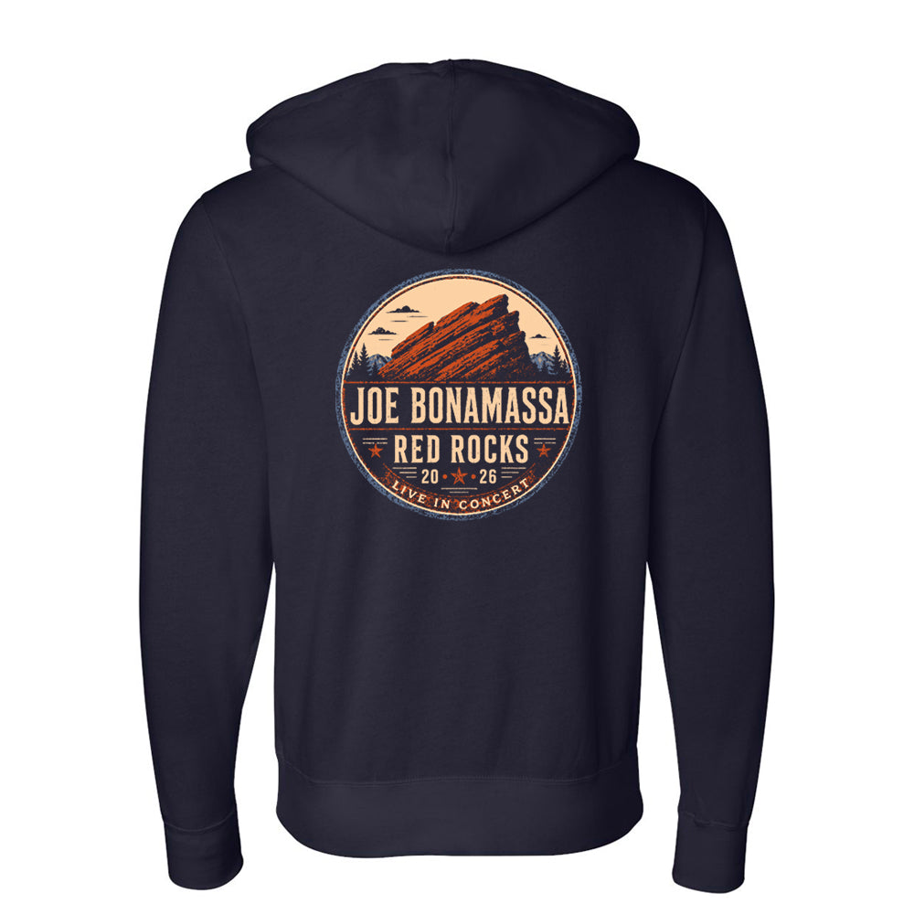Joe Bonamassa 2026 Red Rocks hettegenser zip navy