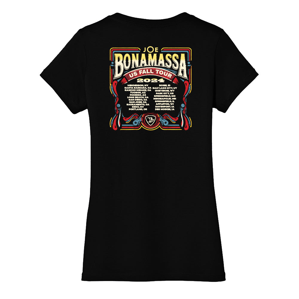 Joe Bonamassa 2024 U.S. Fall Tour t-skjorte dame V-hals