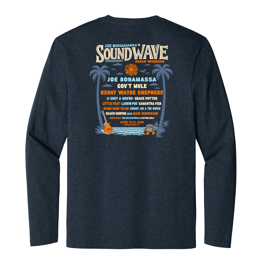 Joe Bonamassa 2026 Sound Wave langermet herre navy bomull