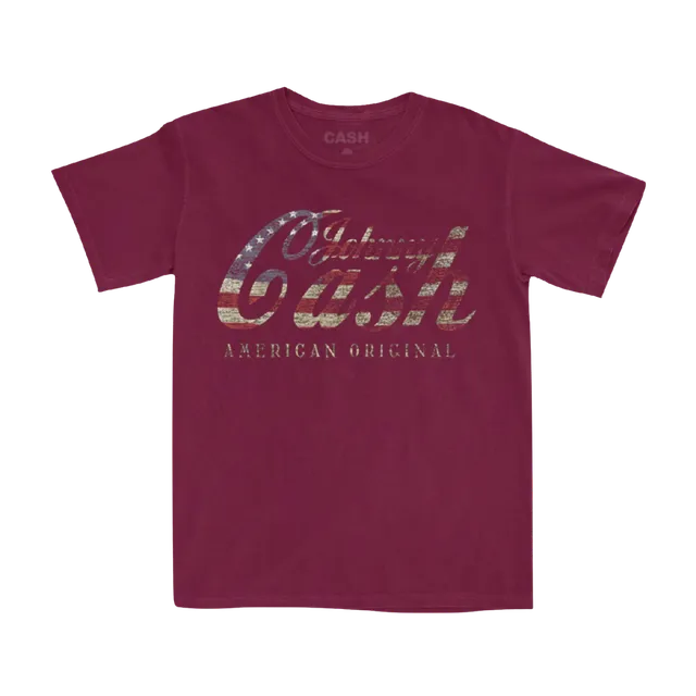 Johnny Cash American Original t-skjorte vinrød flagg