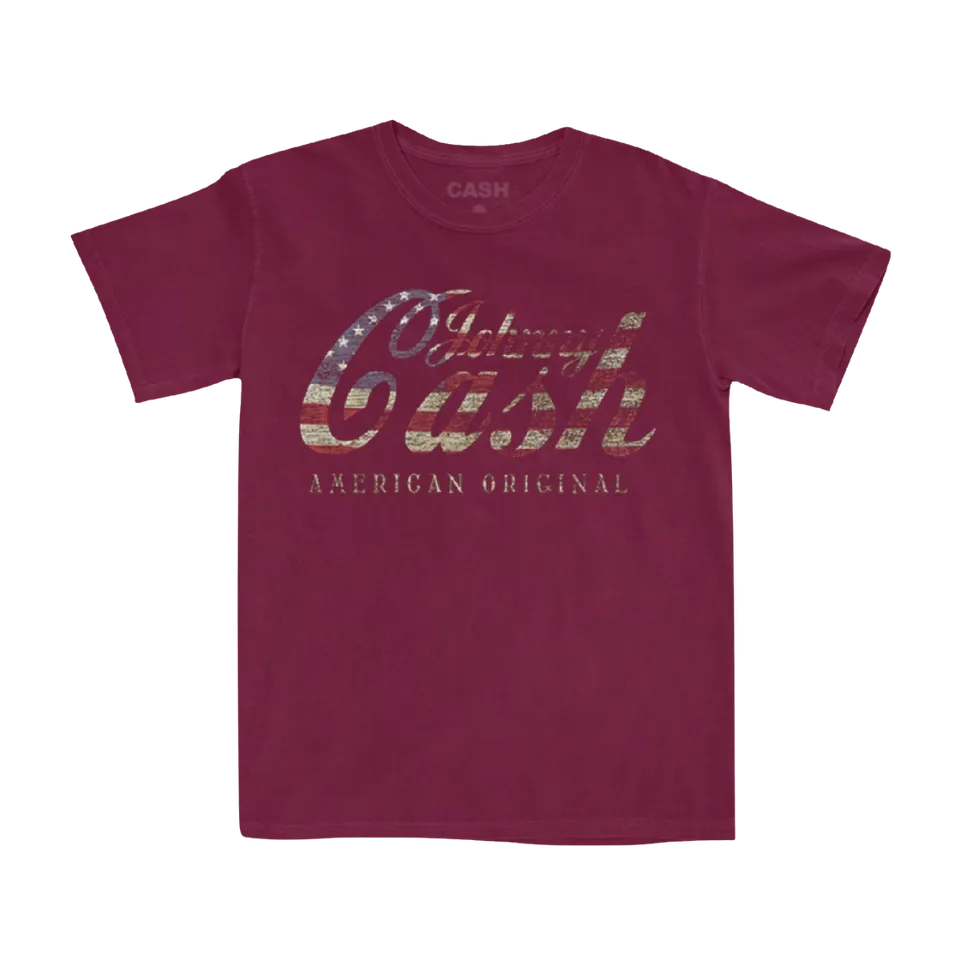 Johnny Cash American Original t-skjorte vinrød flagg