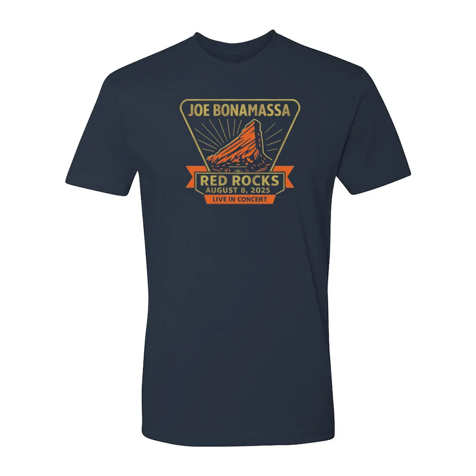 Joe Bonamassa 2025 Red Rocks t-skjorte unisex navy