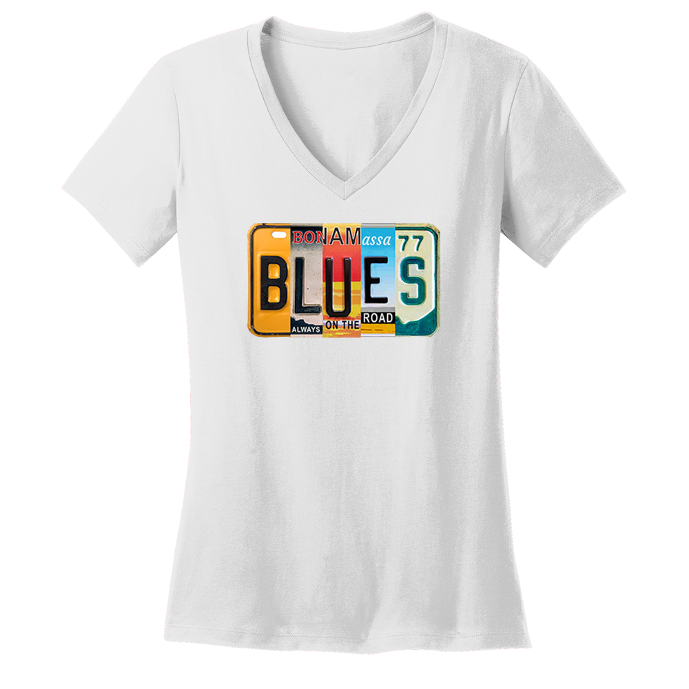Joe Bonamassa Blues License Plate V-neck dame svart bomull