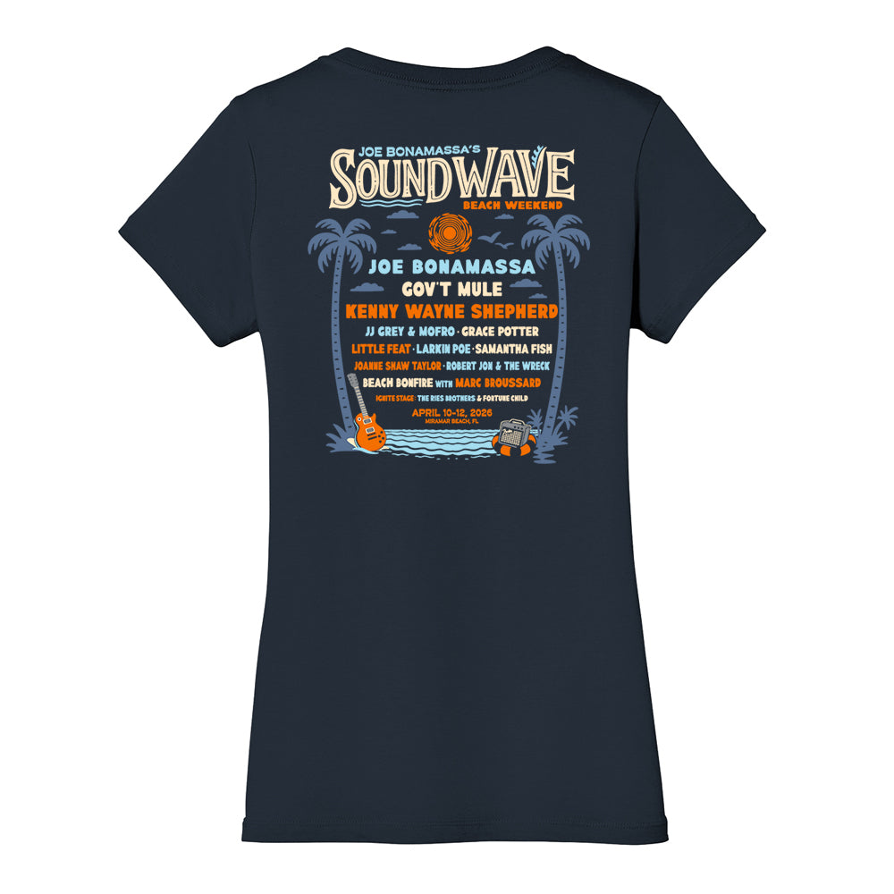 Joe Bonamassa 2026 Sound Wave Beach Weekend V-hals T-skjorte Navy