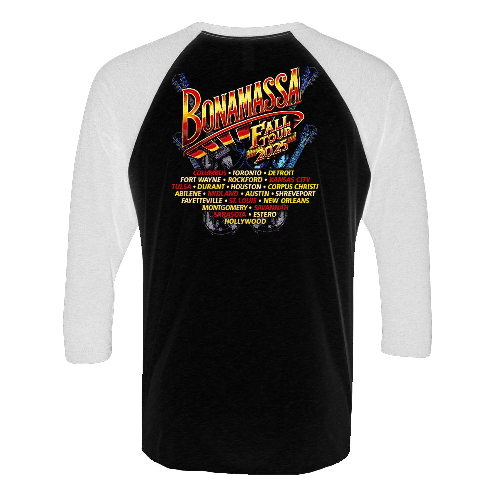 Joe Bonamassa 2025 Fall Tour T-skjorte 3/4 ermer grå/svart