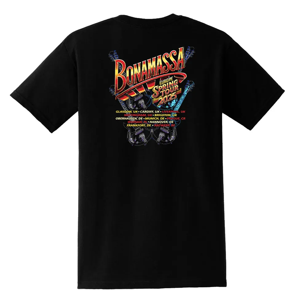 Joe Bonamassa 2025 Europe Spring Tour t-skjorte lomme