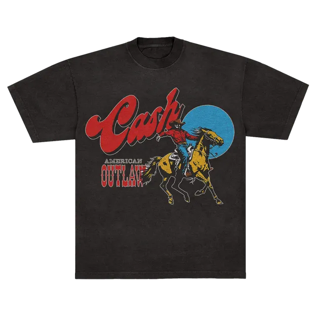 Johnny Cash American Outlaw t-skjorte svart cowboy
