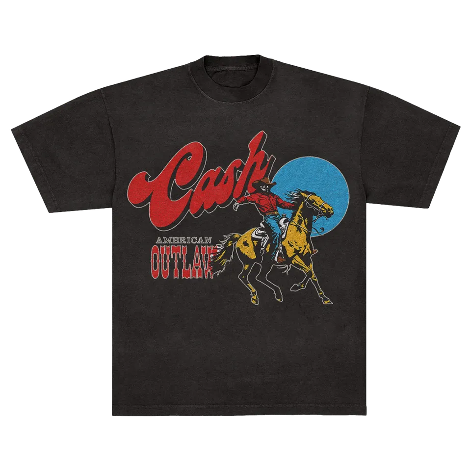 Johnny Cash American Outlaw t-skjorte svart cowboy