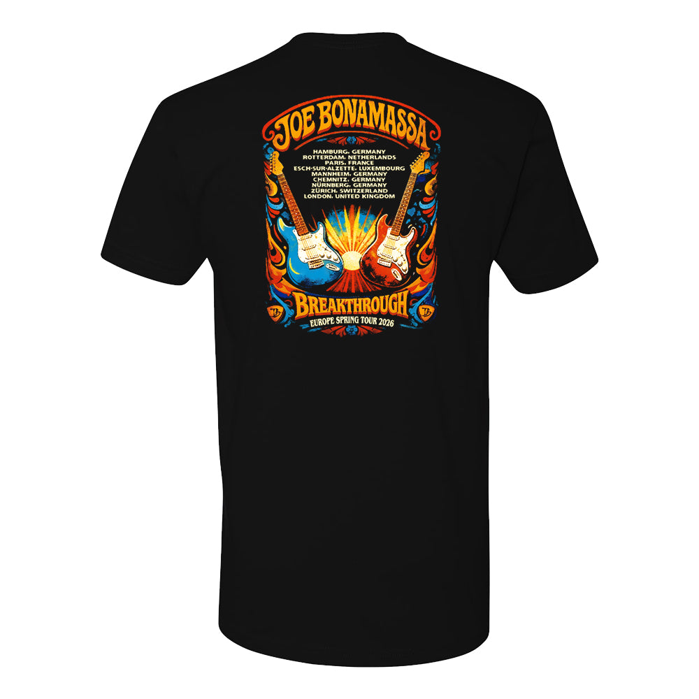 Joe Bonamassa 2026 Europe Spring Tour t-skjorte svart
