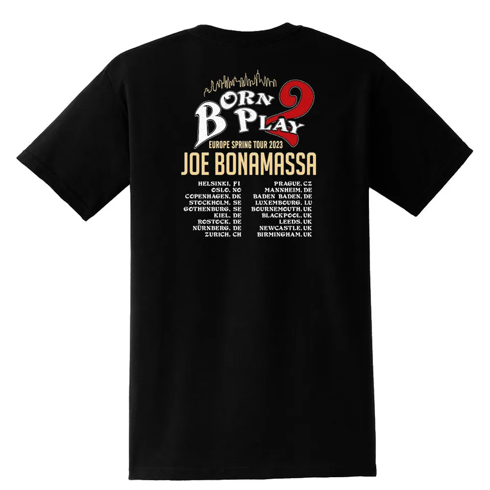 Joe Bonamassa 2023 Europe Spring Tour T-skjorte lomme