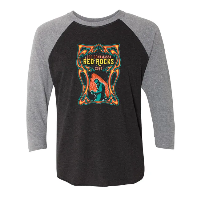 Joe Bonamassa 2024 Retro Red Rocks t-skjorte 3/4 erme grå