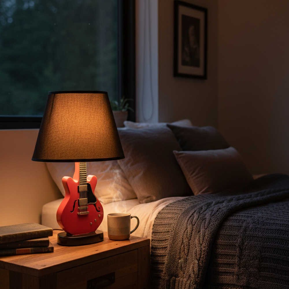 Joe Bonamassa gitar bordlampe rød dimbar resin