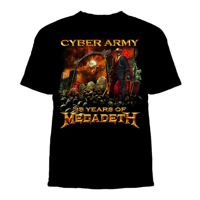 Megadeth Cyber Army 2018 T-skjorte offisiell klubbdesign