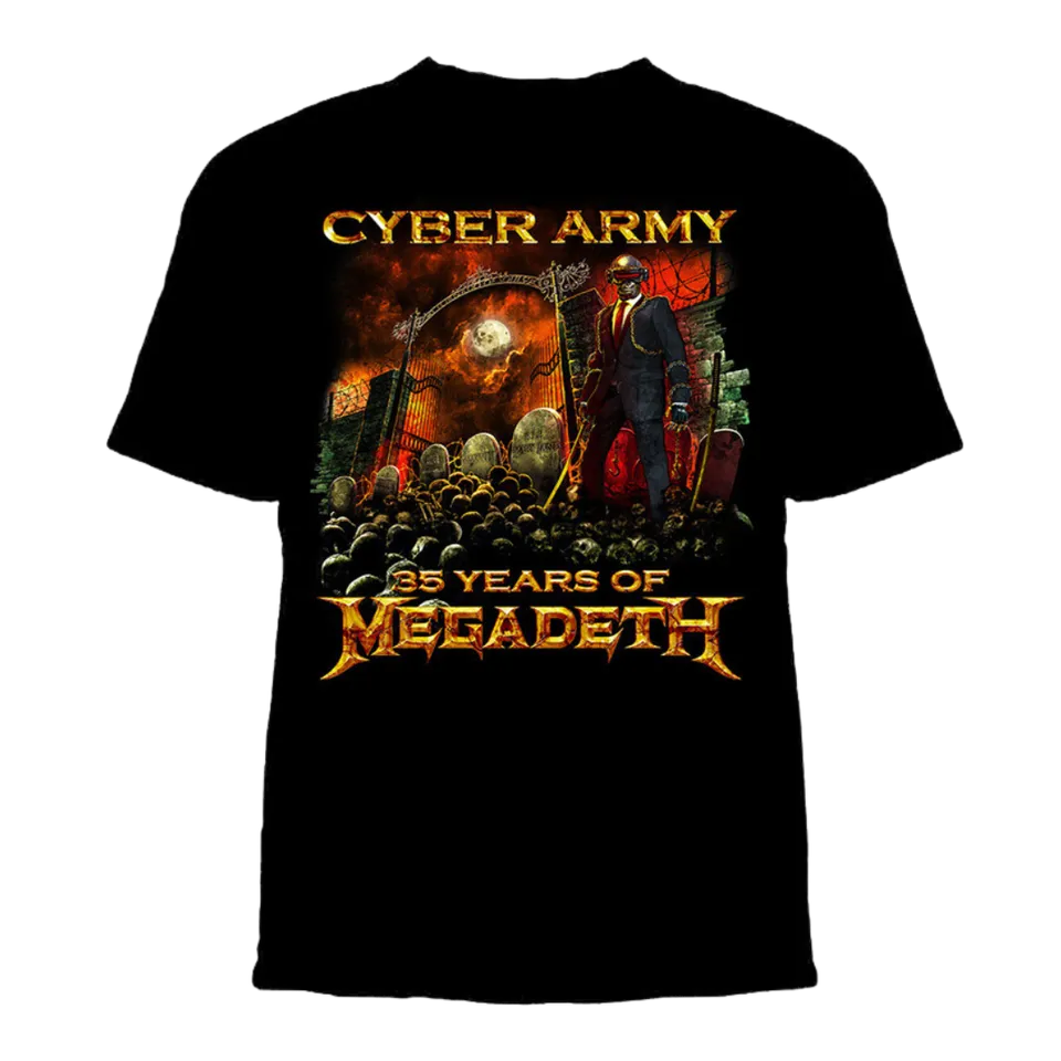 Megadeth Cyber Army 2018 T-skjorte offisiell klubbdesign