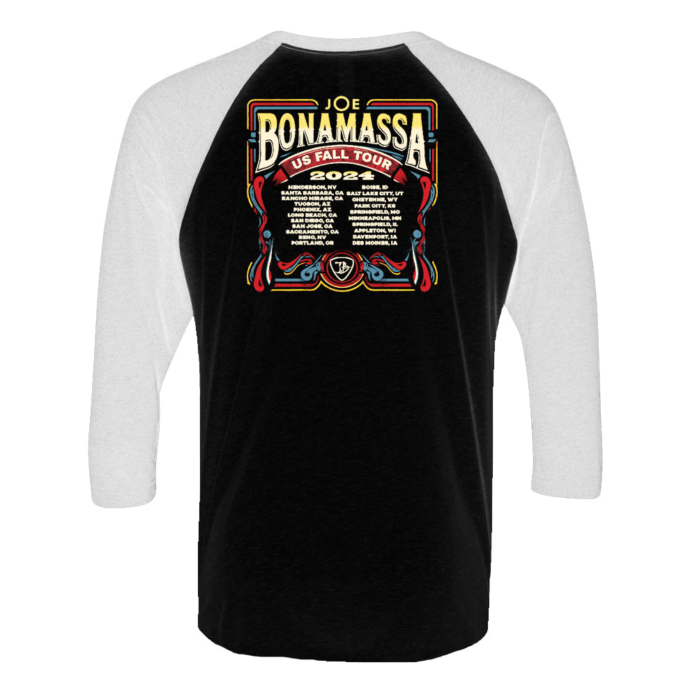 Joe Bonamassa U.S. Fall Tour 2024 t-skjorte 3/4 ermer heather grey