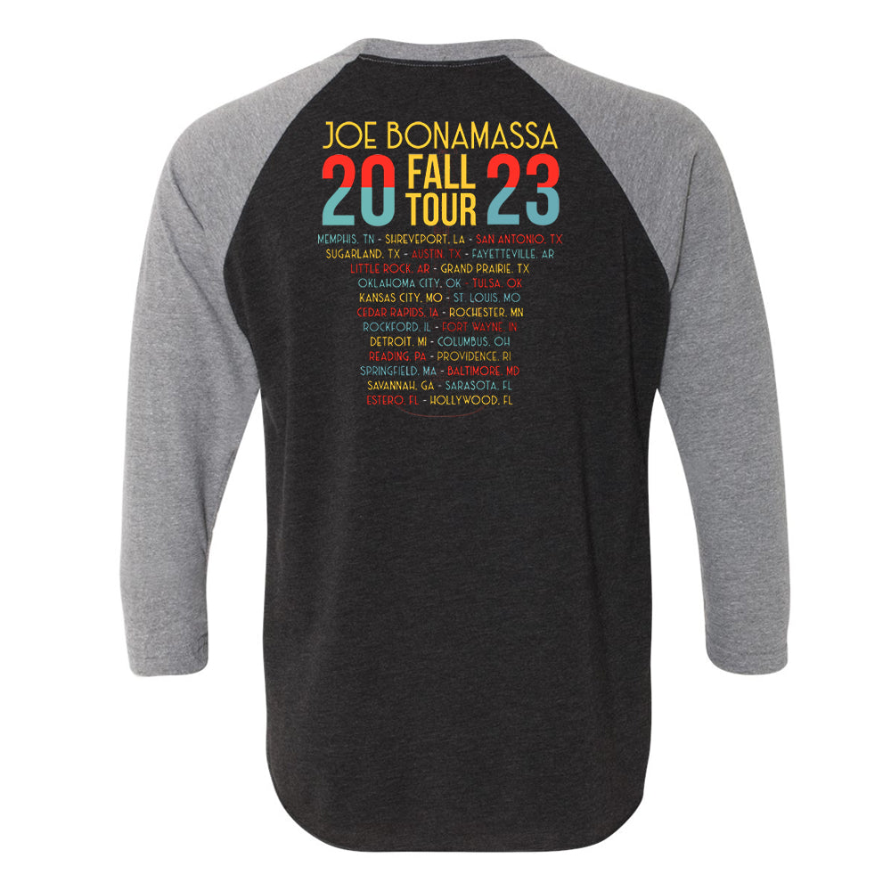 Joe Bonamassa U.S. Fall Tour 2023 3/4 t-skjorte grå/svart unisex